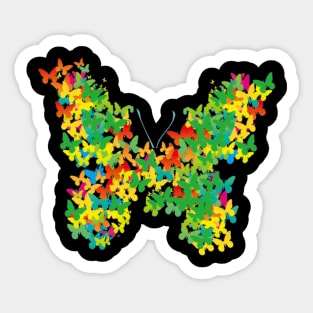 Colourful Butterflies Grouped In A Butterfly Shape Sticker